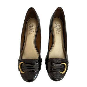 Life Stride Buckle Flats Women's Size 9M Brown Leather Slip-On Loafers